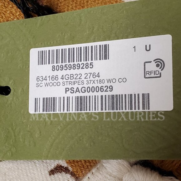 GUCCI SCARF 634166 LOGO STRIPED WOOL COTTON w FRINGE UNISEX 14.5" x 71" - Picture 16 of 16